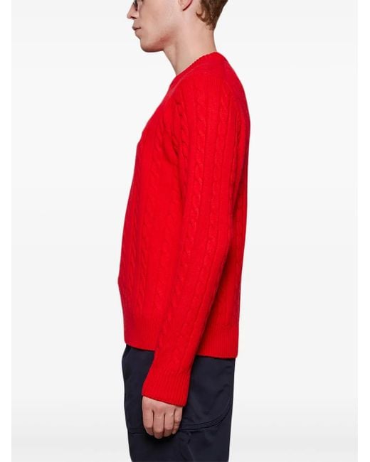 Fila Red Cable Knit Crew Neck Jumper for men