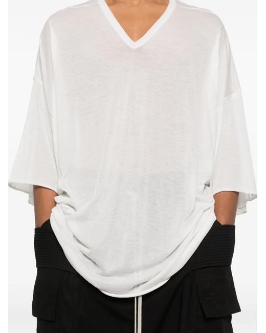 Rick Owens White T-Shirt V Tommy À Col V for men