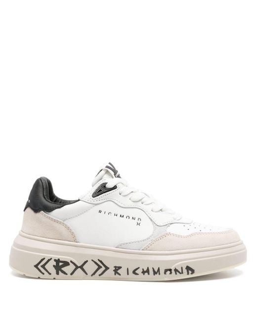 Panelled leather sneakers di John Richmond in White