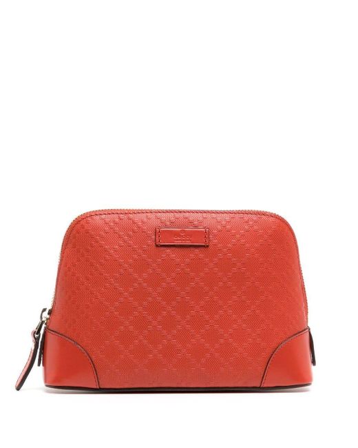 Gucci Red Embossed Logo-patch Makeup Bag