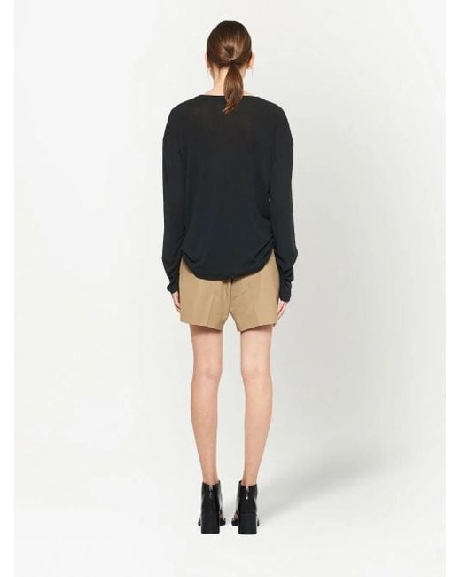 Miu Miu Black Logo-Patch Long-Sleeve T-Shirt