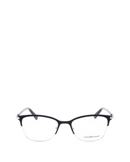 Calvin Klein White Rectangle-Frame Glasses