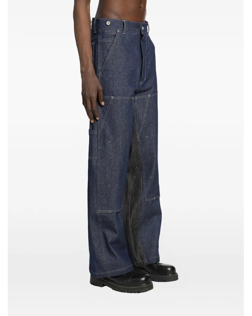 BRYAN JIMENE`Z Blue Panelled Jeans for men