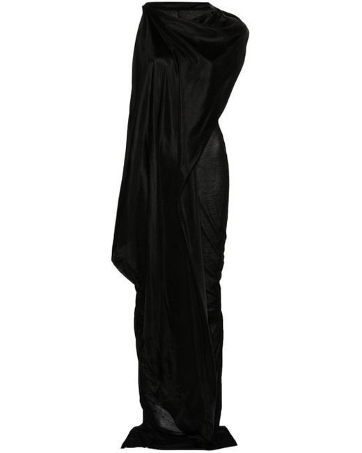 Rick Owens Black Scarf-detail Cotton Midi Dress