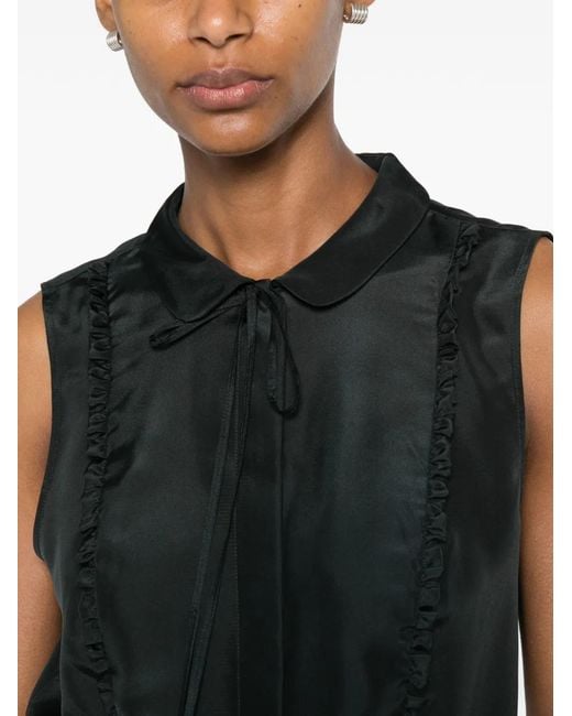 N°21 Black Ruffle-Trimmed Sleeveless Shirt