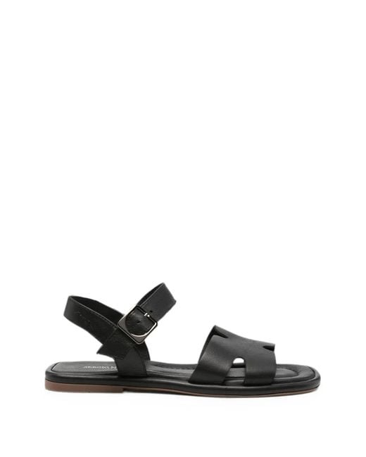 SERGIO MORETTI FIRENZE Black Buckle-Fastening Leather Sandals