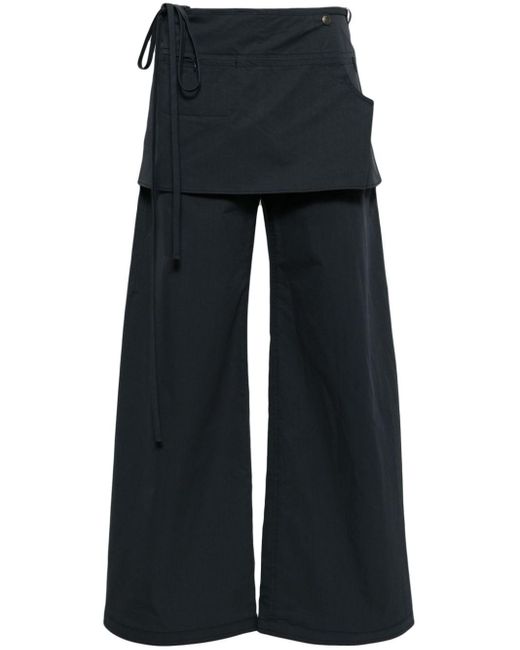 Low Classic Blue Layered Wide-leg Trousers