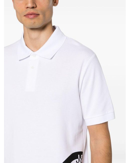 Versace White Logo-print Cotton Polo Shirt for men