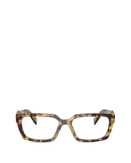 Prada White Brille Mit Eckigem Gestell