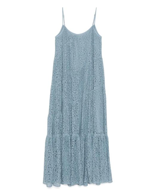 MICHAEL Michael Kors Blue Floral Lace Tiered Slip Dress