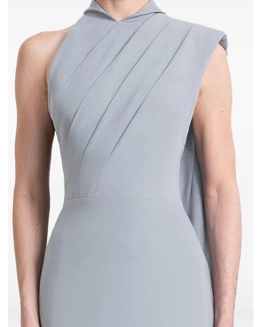 Gemy Maalouf White Padded-Shoulder Cape Dress
