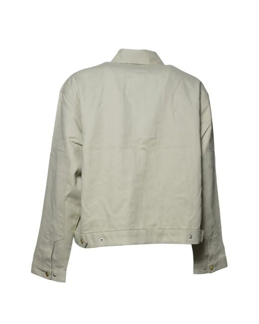 Dickies Gray Logo-Patch Zip-Up Jacket for men