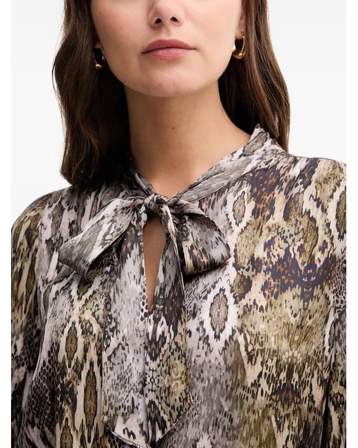 MARC AUREL Natural Tie Neck Snake Print Dress