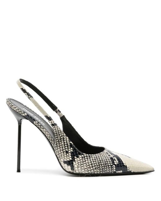 Paris Texas White Lidia 105 Snakeskin-effect Leather Pumps