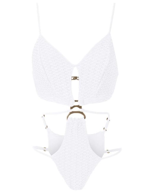 Amir Slama White Woven Cut-Out One-Piece
