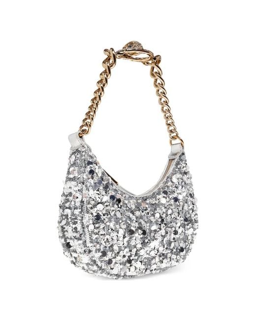 Kurt Geiger White Small Chelsea Sequin Chain-Strap Shoulder Bag