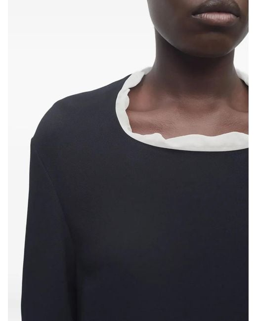 The Row Black Short-Sleeved Shift Dress
