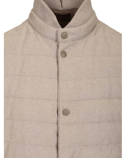 Fedeli Natural Quilted High-Neck Gilet for men