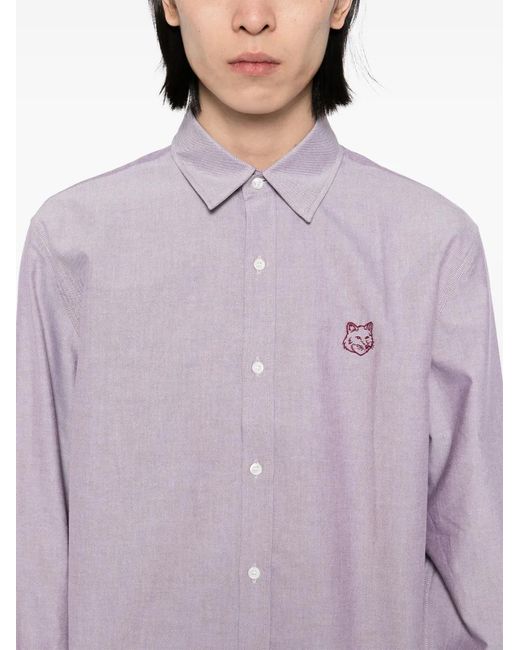 Maison Kitsuné Purple Fox Head-Embroidered Shirt for men