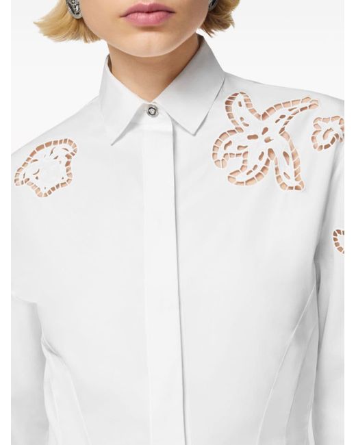 Robe-chemise courte à broderie anglaise Versace en coloris White
