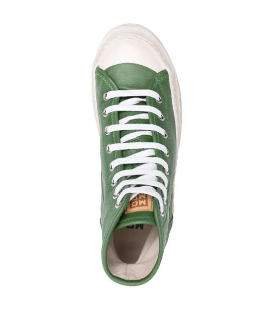 Moma Green Panelled Leather High-Top Sneakers