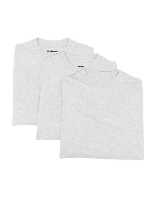 Pack de tres camisetas con cuello redondo Jil Sander de hombre de color White
