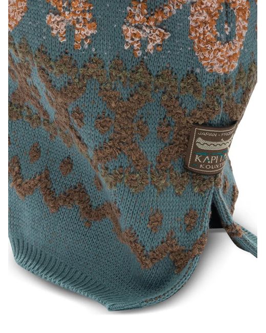 Kapital Blue Jacquard Balaclava for men