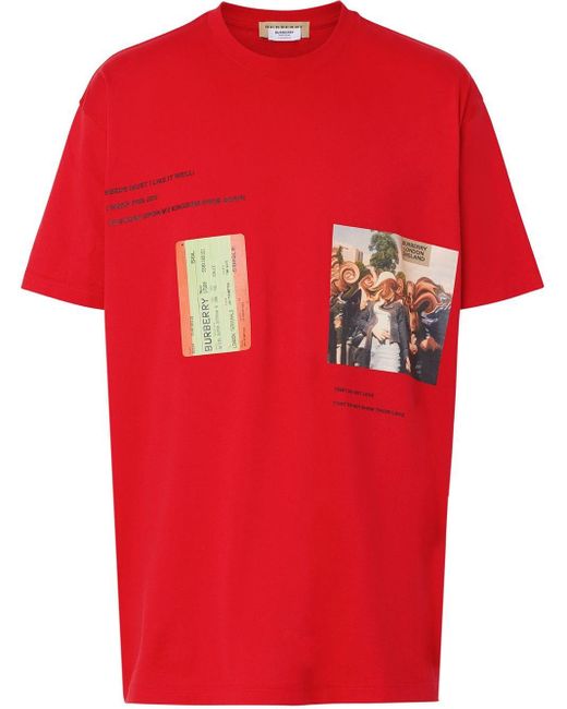 Burberry Red Graphic Print T Shirt for men