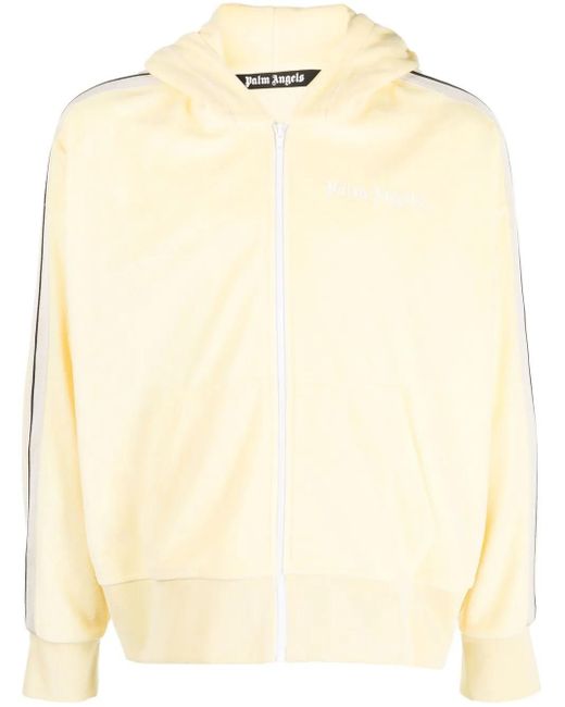 Palm Angels Natural Stripe-Detail Zip-Up Hoodie for men