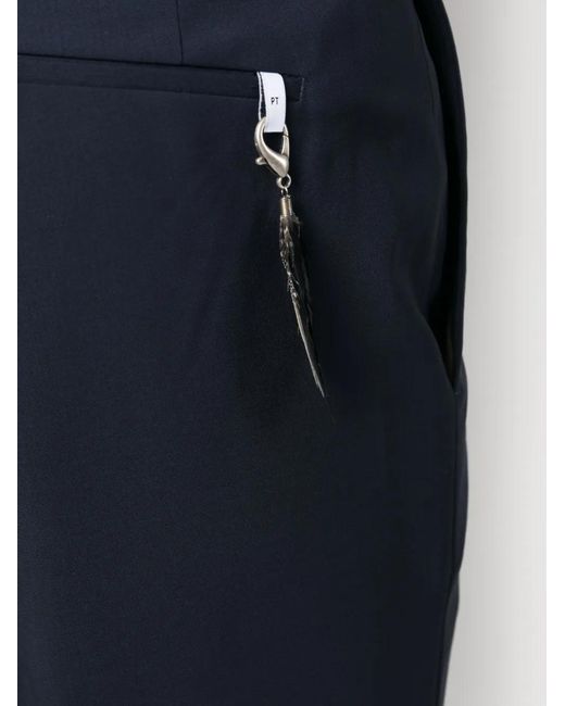 PT Torino Blue Straight-Leg Wool Tailored Trousers for men