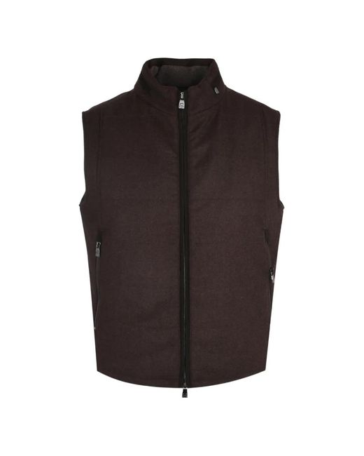 Corneliani Brown Zip Outdoor Waistcoat for men