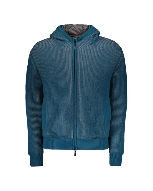 Moorer Blue Padded Ribbed Jacket for men