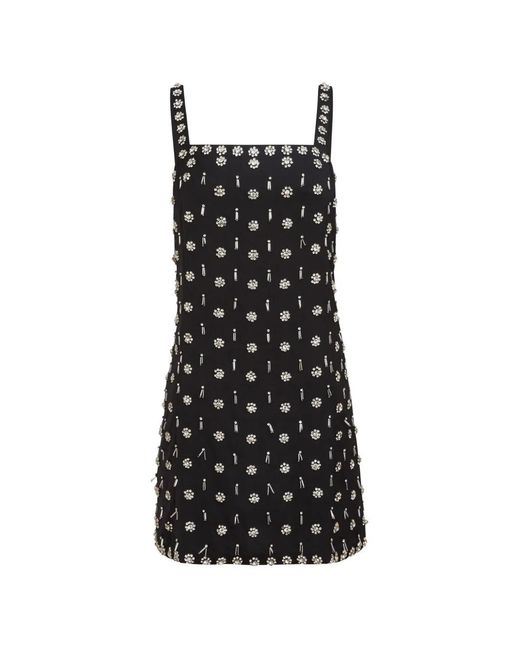 Toccin Black Dove Hand-Beaded Mini Shift Dress