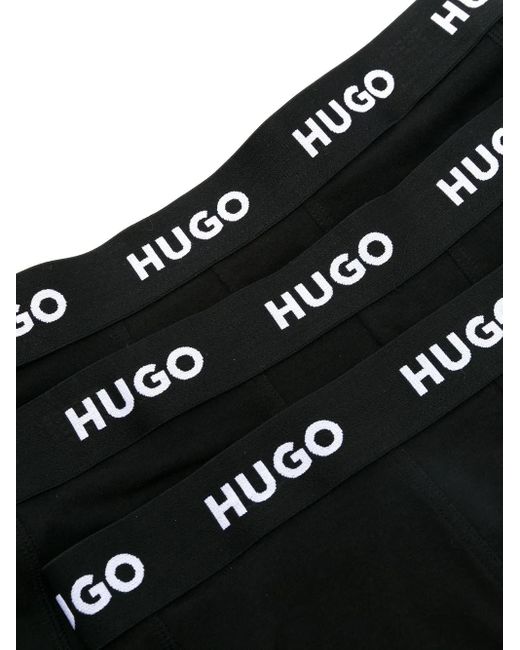 HUGO Black Pack Of Three Logo-Waistband Boxer Briefs for men