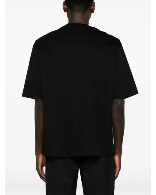 Lanvin Black Curb Lace-detailed Cotton T-shirt for men