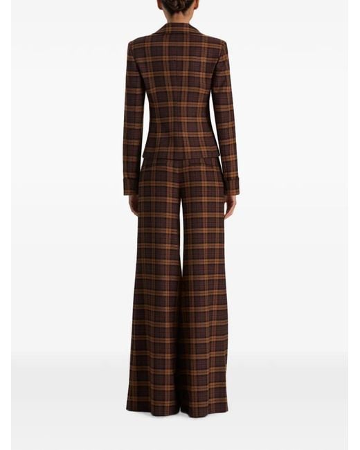 Alice + Olivia Brown Macey Plaid Blazer