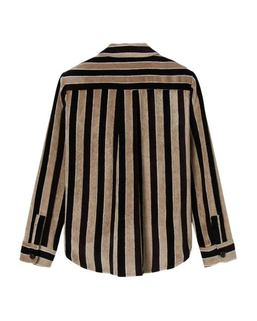 LaDoubleJ Black Striped-Pattern Chest-Pocket Jacket