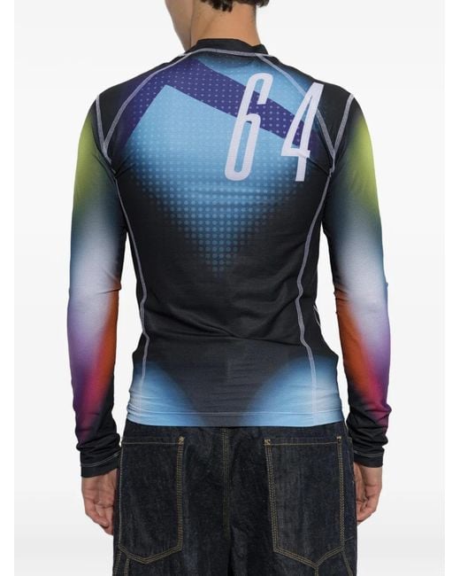 DSquared² Blue Graphic-Print Long-Sleeve T-Shirt for men