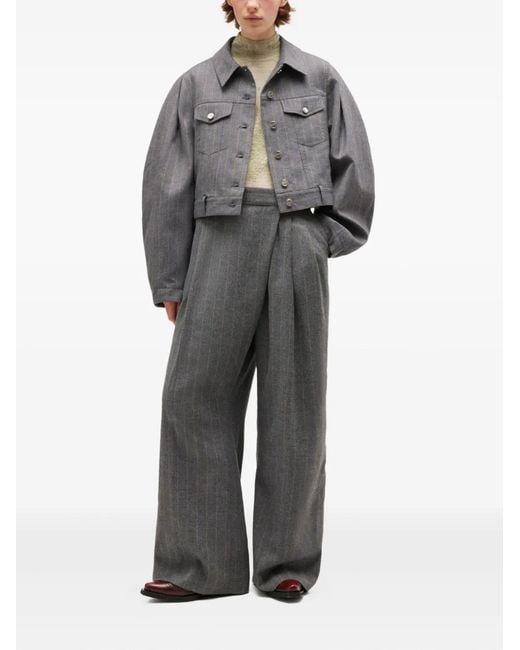 Ganni Gray Pinstripe Jacket