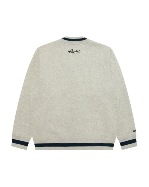 Aape By A Bathing Ape Gray Embroidered-Monkey Buttoned Cardigan for men