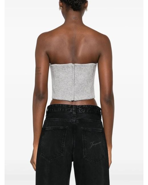 GIUSEPPE DI MORABITO Gray Rose-Embellished Corset Top