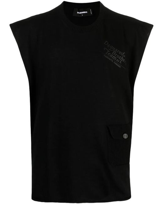 Débardeur En Maille Fine À Logo Imprimé DSquared² pour homme en coloris Black