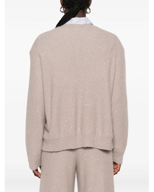 Fabiana Filippi Natural Sequin-Embellished Sweater