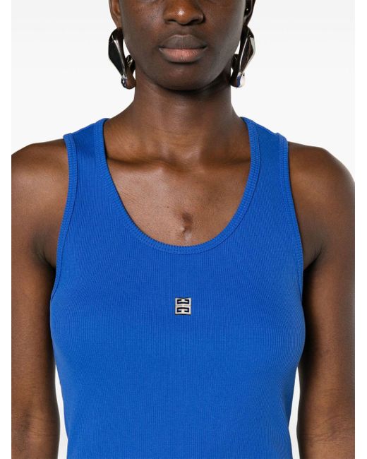 Givenchy Blue 4g-plaque Ribbed Tank Top - Women's - Cotton/elastane