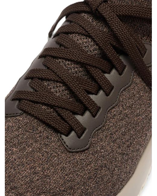 Brunello Cucinelli Brown Lace-Up Knit Sneakers for men