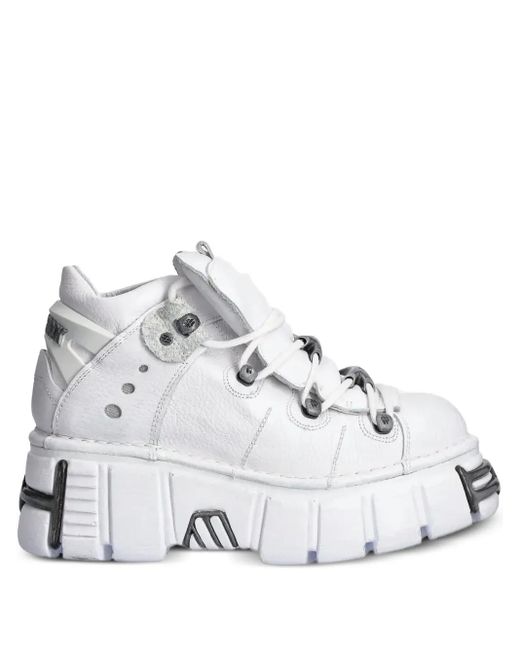 New Rock White Platform Lace-Up Sneakers