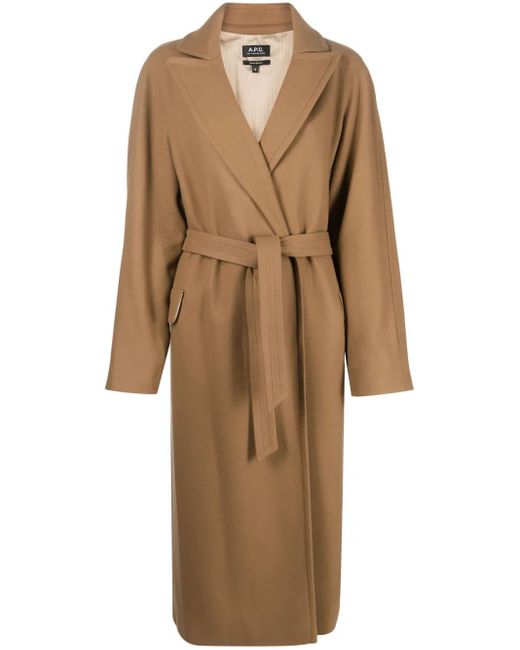 Manteau En Laine Mélangée À Taille Ceinturée A.P.C. en coloris Natural