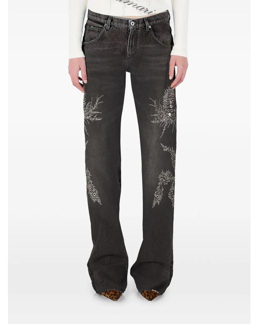 Blumarine Black Eyelet-Embellished Jeans