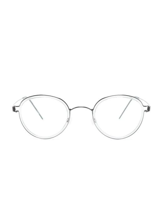 Lindberg Black Tortoiseshell Round-Frame Glasses