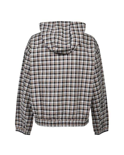BREATH Gray Check-Pattern Hooded Jacket for men